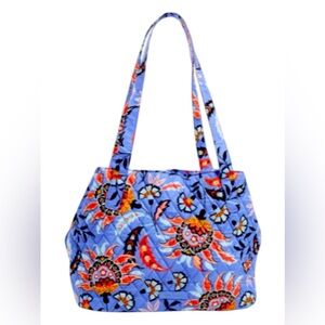 Vera Bradley Triple Compartment Quilt Mural Garden Shoulder Bag